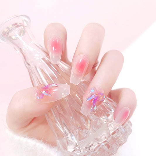 Fashion  nail Internet Celebrity Fake Nail Patch Wear Armor Finished Product Nail Tip Nail Stickers Disassembly Nail Patch Blush Bow Y55
