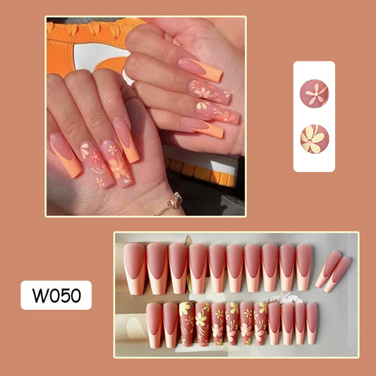 花花法式穿戴甲蝴蝶nails 跨境美甲片外贸假指甲长甲美甲贴片高级
