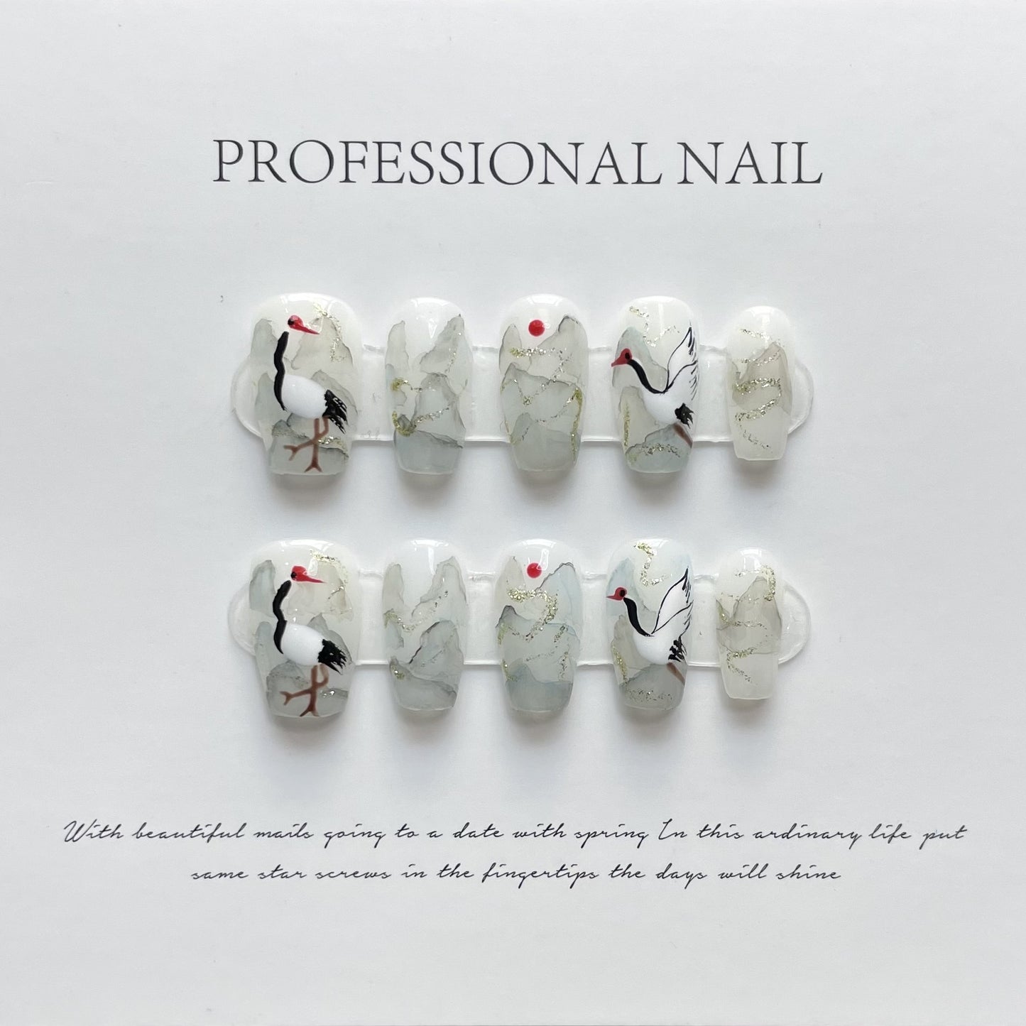 (reusable nail)Shangxin hand-worn armor factory straight hair high-end heavy industry Diablo charm snow long armor hand-made nail art wholesale products.