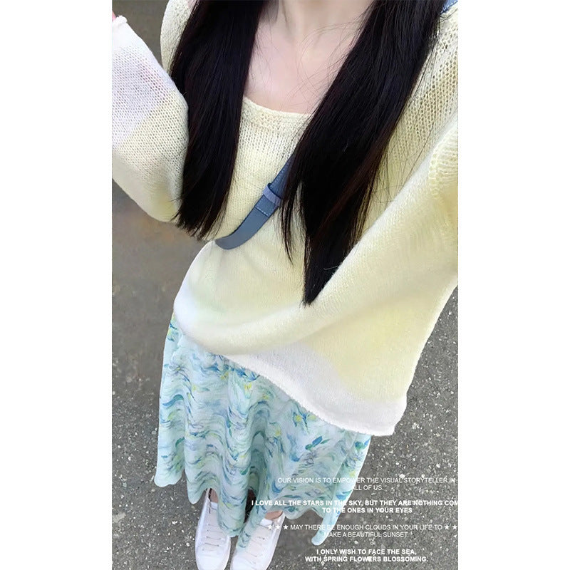 Dopamine dress Free shipping Tattoo Mint Mambo Wind Dopamine Wear Dress Spring Women's 2024 New Korean Late Evening Wind Gentle Suit