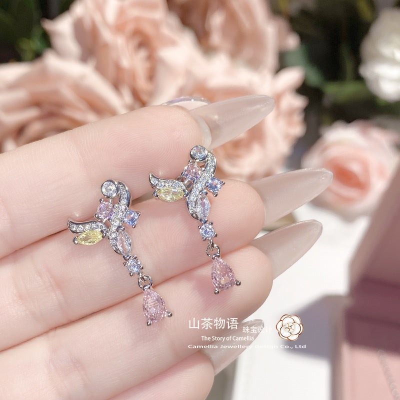 Camellia原设洛丽塔富家千金小众套装 镀18k 超仙璀璨仿真钻耳钉