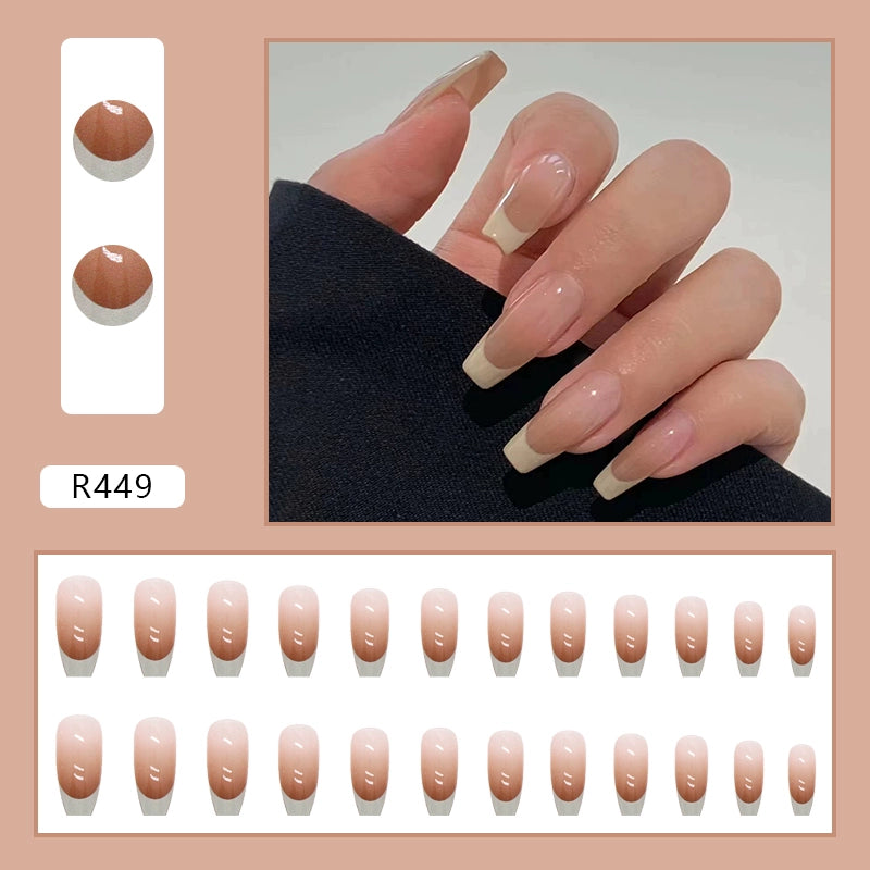 (Hand-made nail) French nail armor long black small fragrance simple white high-grade sense nail piece bride pregnant woman finished product.