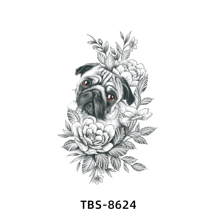Free shipping Tattoo New Wholesale Small Flower Arm Waterproof Tattoo Sticker Half Sleeve Arm Back Color Animal Skull European and American Tattoo Sticker Paper