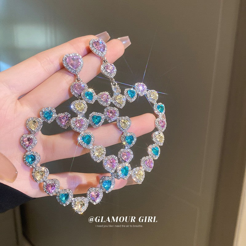 银针水晶镶钻蝴蝶花朵爱心耳环港风小清新设计感耳钉时尚复古耳饰
