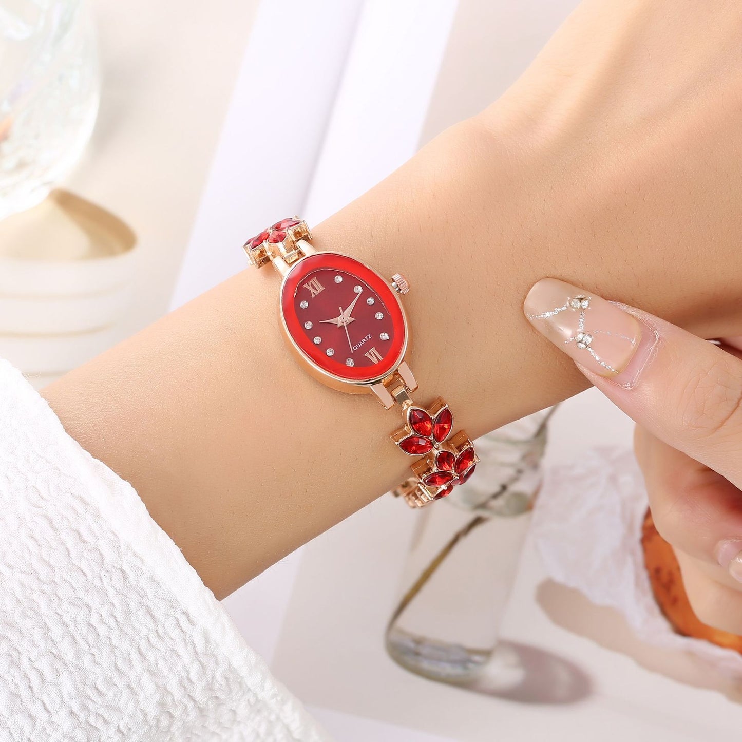 Fashion women's watchIn Stock Direct Supply Wheat Bracelet Watch Popular Violet Petals Light Luxury Jewelry Women's Watch Waterproof Women's Watch