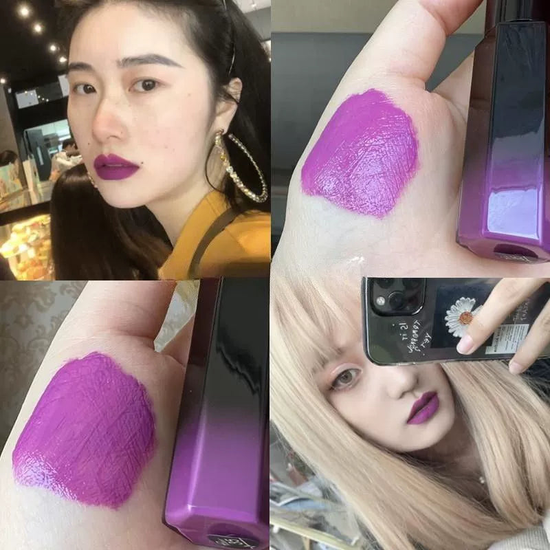 酒红色口红唇彩牛血红色唇釉不掉色不沾杯液体口红素颜哑光欧美高级感