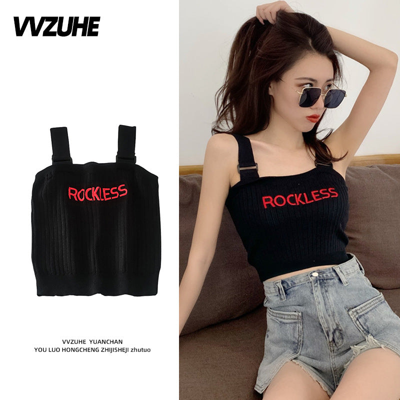 Dopamine tops Free shipping Tattoo Pink Dopamine Wear Seaside Small Suspender Female Sexy Neck Wear Vest Sweet Spicy Thai Top Spice Girl Summer