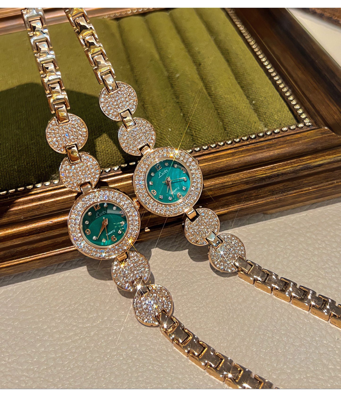 Fashion women's watchLsvtr Light Luxury Grandmother Green Niche High Sense Vintage Bracelet Women's Watch Good-looking Fashion Ladies Watch