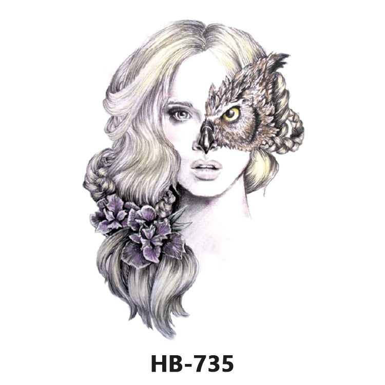 Free shipping Tattoo Wholesale Flower Arm Rose Half Sleeve Black and White Thigh Waterproof Fox Animal Dark Internet Celebrity Scar Covering Tattoo Sticker