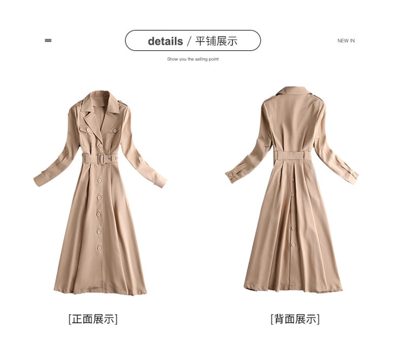 Fashion women's wear Real Shot Large Skirt Windbreaker Dress Women's Mid-Length 2024 Autumn and Winter Clothing New Waist Trimming Fashion Fashion Coat