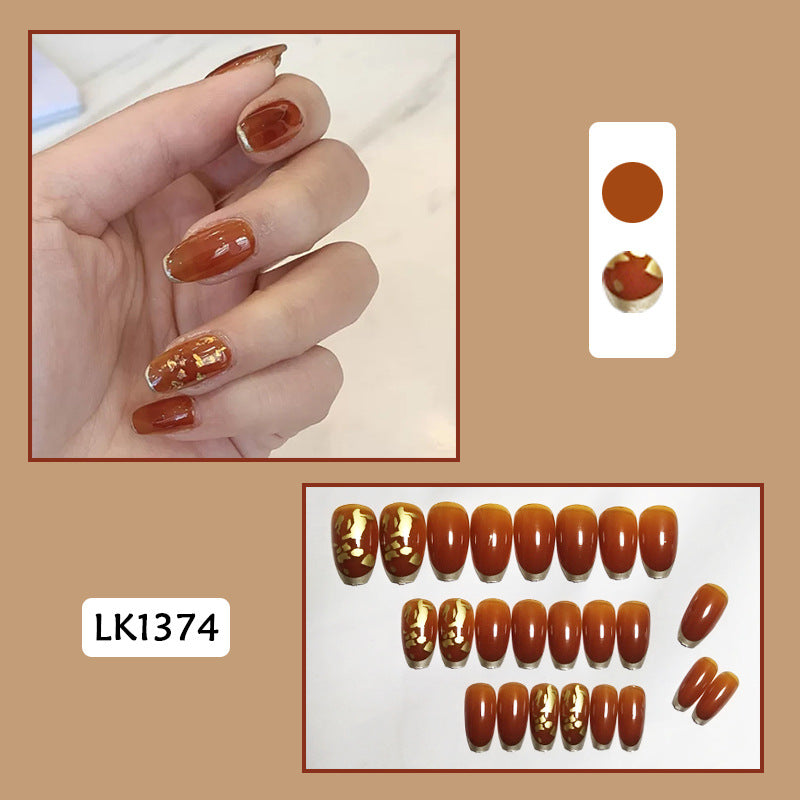 指甲贴片温柔穿戴甲果冻色甲片法式磨砂假指甲片穿戴式美甲成品