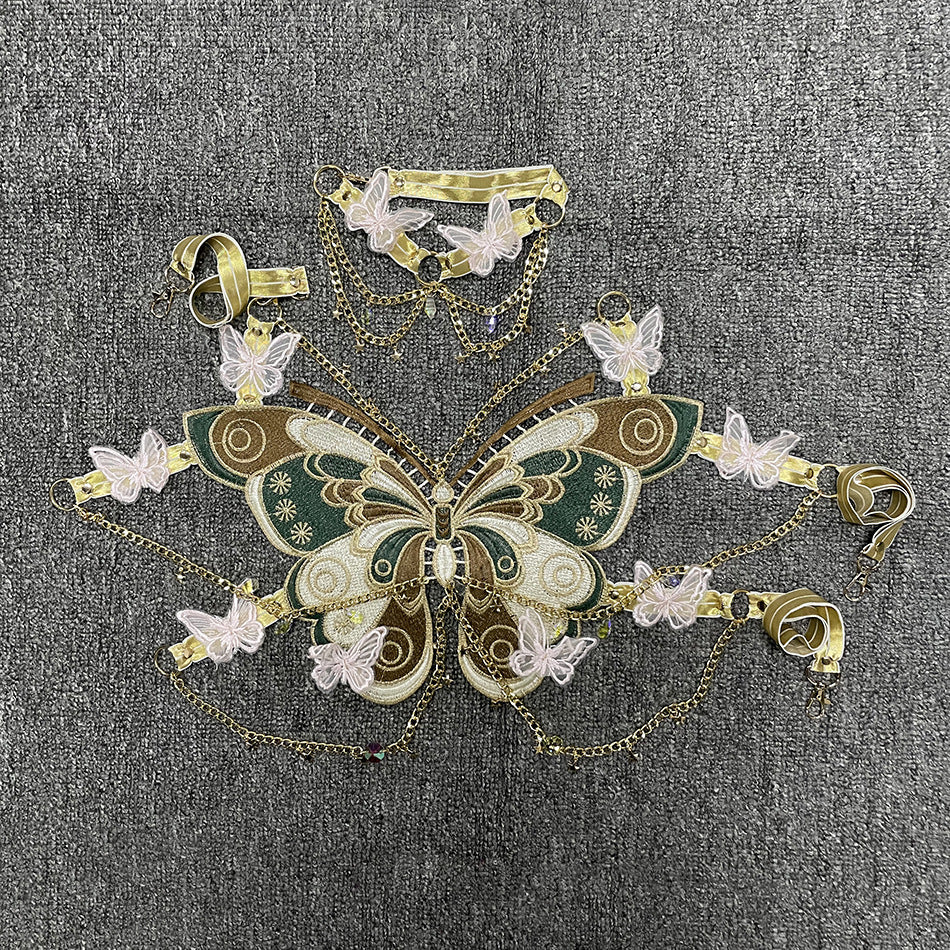 Free shipping butterfly splicing metal crystal pendant ultra-short sling small vest tops
