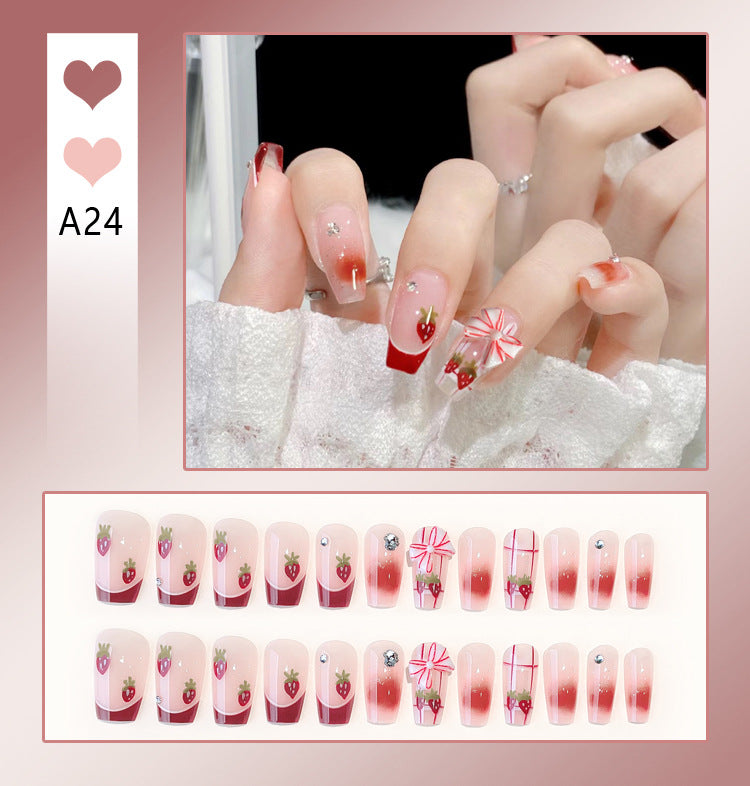 Fashion  nail Handmade Wear Nail Wholesale Internet Hot Diamond in the Debris Butterfly Glitter Nail Tips Finished Product Nail Patch Jelly Glue