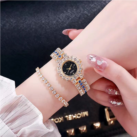 Fashion women's watchStarry round Cross-Border E-Commerce Gem Series Small Green Watch Women's Watch Bracelet Watch Starry Sky Plate Trending on TikTok Pack
