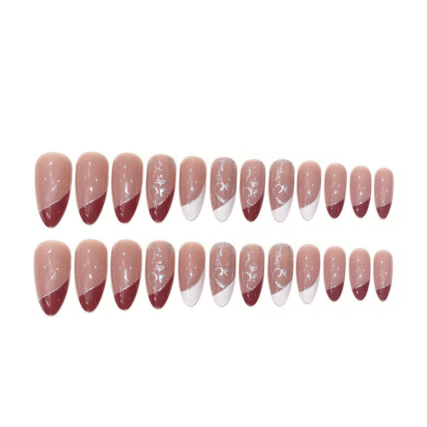 Fashion  nail European and American Wear Nail Polish French Detachable Glitter Fake Nail Patch Wear Nail Wearable Nail Patch A64