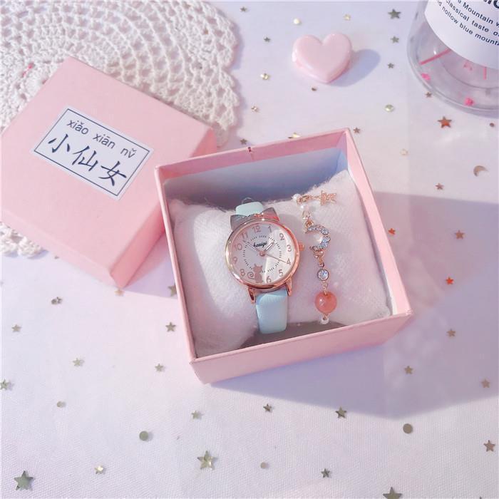 Fashion women's watchChildren's Watch Waterproof Drop-Resistant Girls Primary and Secondary School Students Korean Cute Girl Pointer Cartoon Quartz Watch