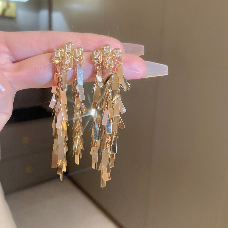 925银针金属流苏耳环欧美时尚设计感耳钉耳坠个性简约耳饰批发女