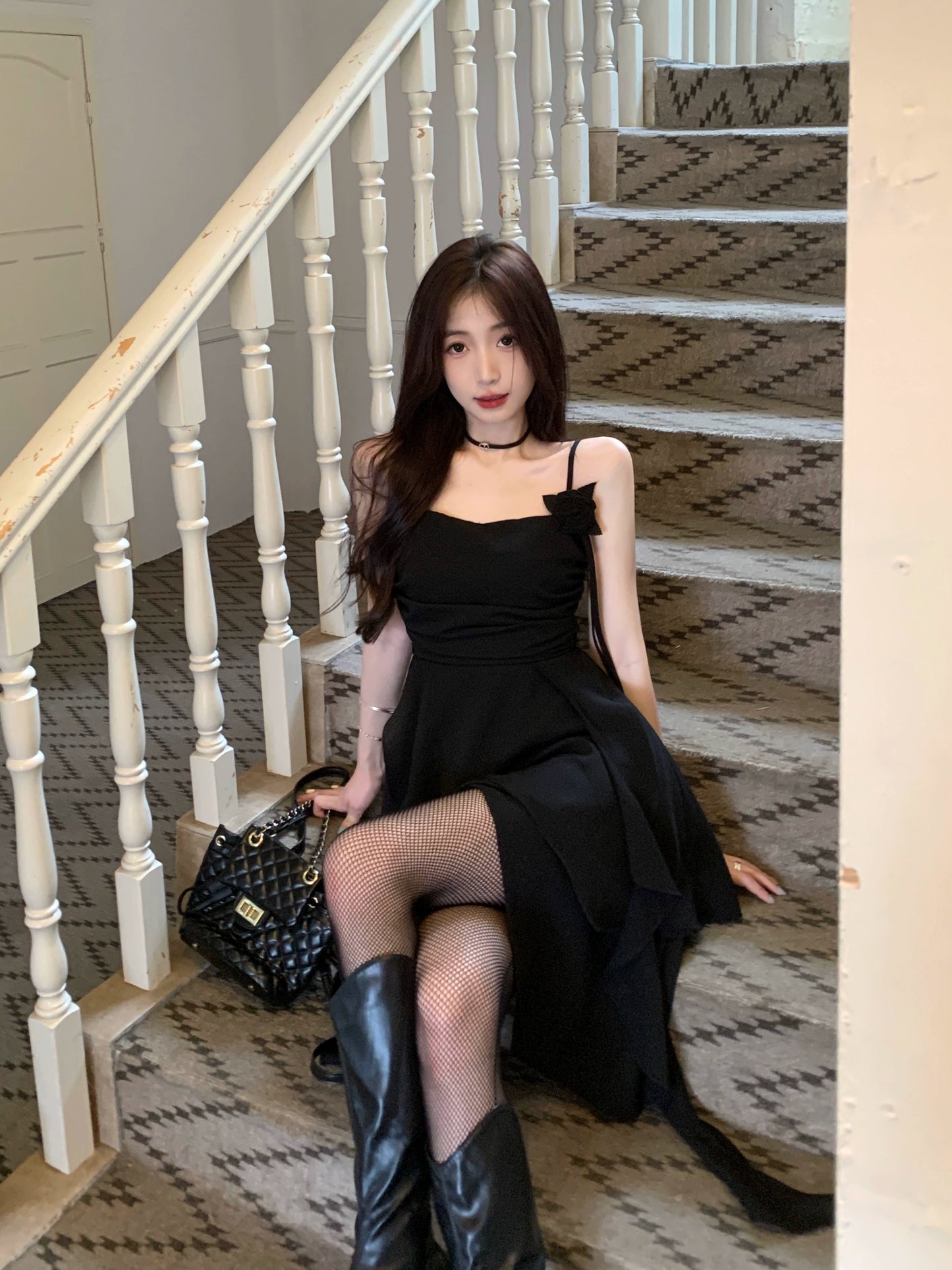 Fashion women's wear plus Size Women's Clothing Black Camisole Dress Women's Summer Sexy Skirt Plump Girls Covering Belly Thin Irregular A- line Skirt