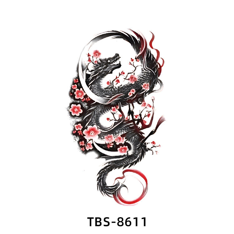 Free shipping Tattoo New Wholesale Small Flower Arm Waterproof Tattoo Sticker Half Sleeve Arm Back Color Animal Skull European and American Tattoo Sticker Paper