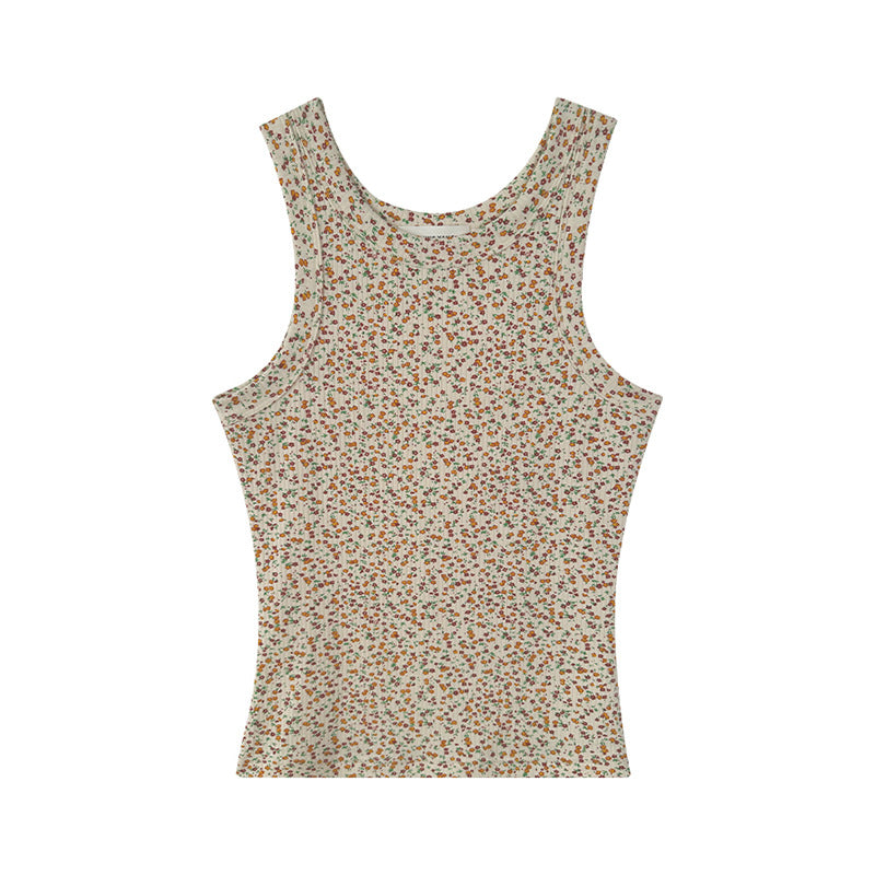 Dopamine tops Free shipping Tattoo Ovinsyang floral sleeveless top women's high-end summer wear sweet wind dopamine thai small vest