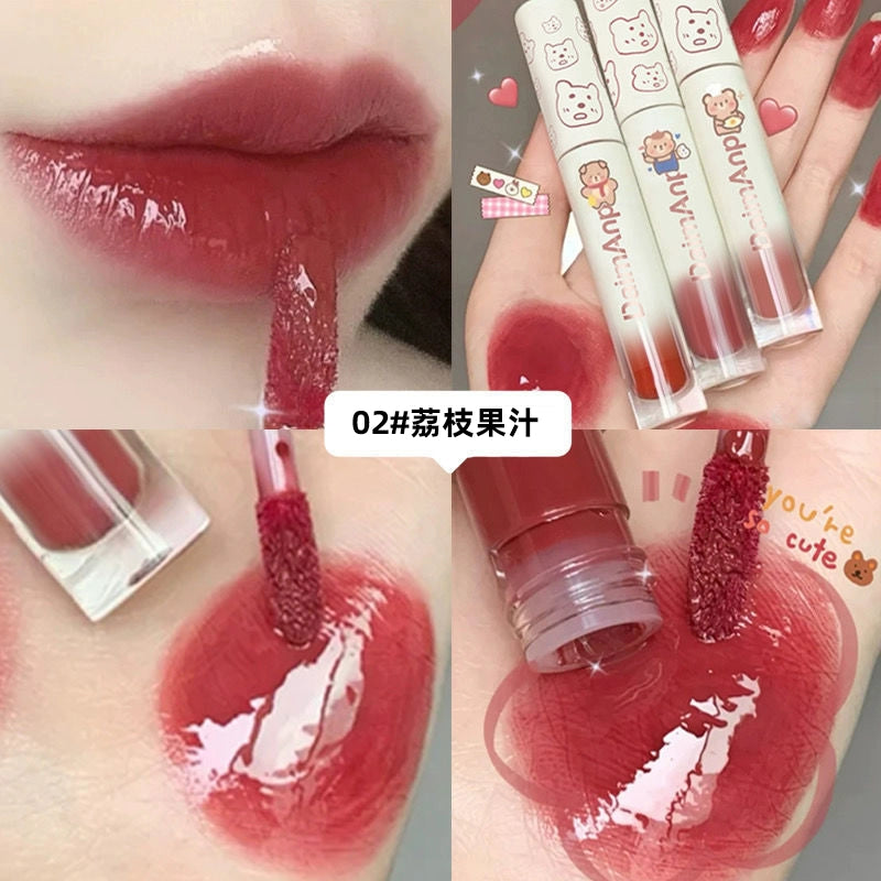 小熊口红唇釉镜面水光玻璃唇蜜持久不掉色沾杯学生显白流行嘟嘟唇口红