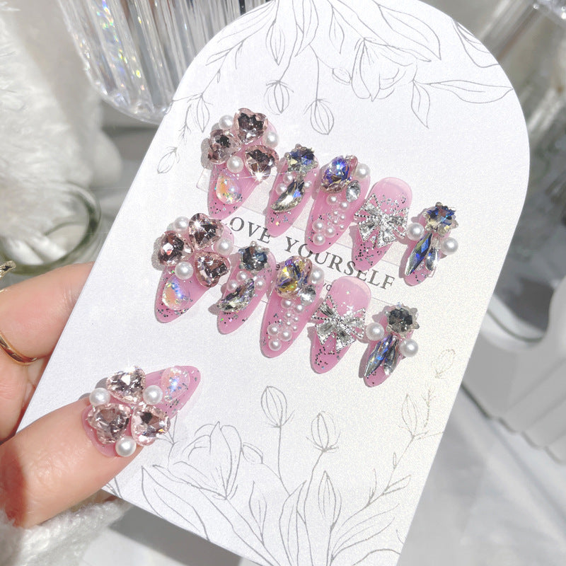 Fashion  nail New Rhinestone Manicure Wear Nail Ins Advanced Pure Desire Wind Nail Patch Wear Nail Diamond Nail Stickers U2