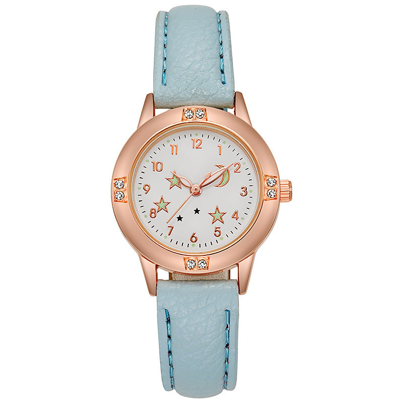 Fashion women's watchLuminous Diamond Belt Women's Watch Alloy Rose Gold Middle School Student Quartz Watch Cross-Border Watch Wholesale
