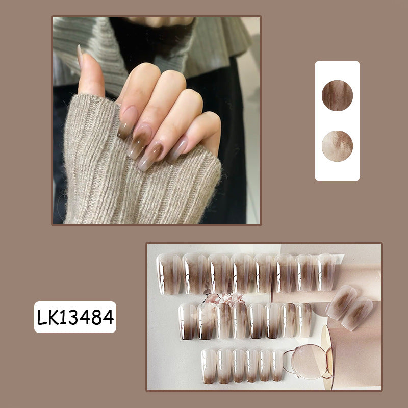 美拉德晕染穿戴甲秋冬指甲贴片渐变美甲片抖音同款假指甲美甲成品