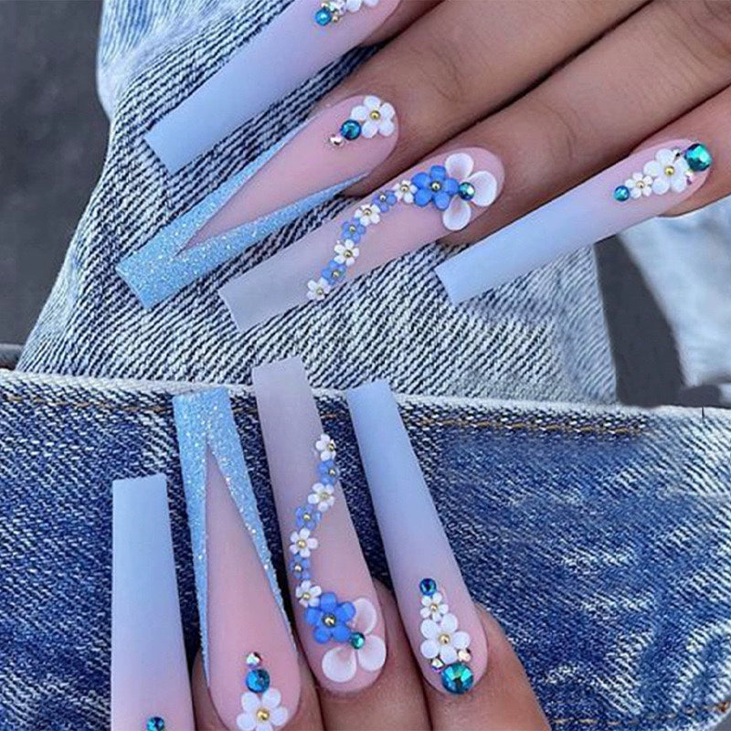 (Hand made nail) Kardashian, European and American Spicy Girl, Little Red Book, Dark Super Long, Internet Celebrity Cross border Nail Art, Detachable and Reusable Nail