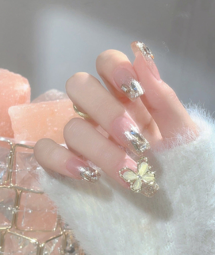 Fashion  nail New Manicure Wear Nail Advanced Pure Desire Wind Rhinestone Nail Patch Wear Nail Butterfly Nail Stickers Wholesale A40