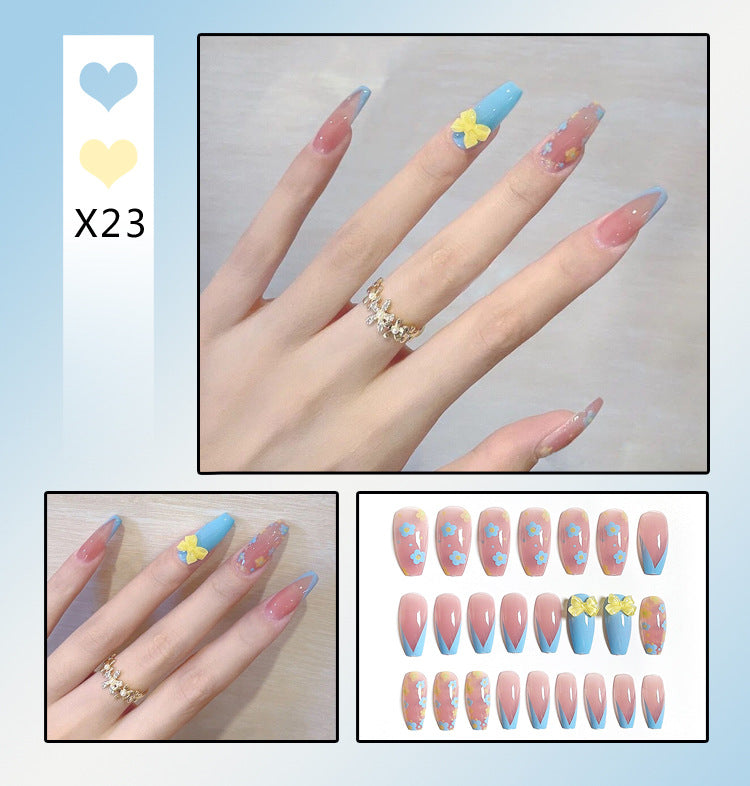 Fashion  nail Fake Nails Crystal Iced Butterfly Nail Art Nail Patch Bow Ballet Rhinestone Nail Beauty Nail Tip Wear Nail