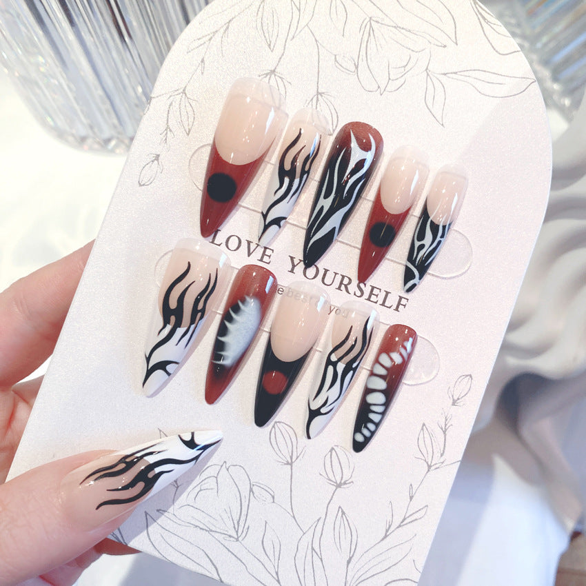 Fashion  nail Hot Girl Gothic Bone Female Halloween European and American Wear Nail Tip Press on Nails Fake Nails Manicure W18