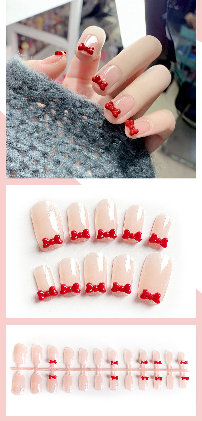 Fashion  nail Fake Nails Patch on the Escape Princess Nail Stickers Wear Nail Beauty Nail Bow Fake Nail Tip X7