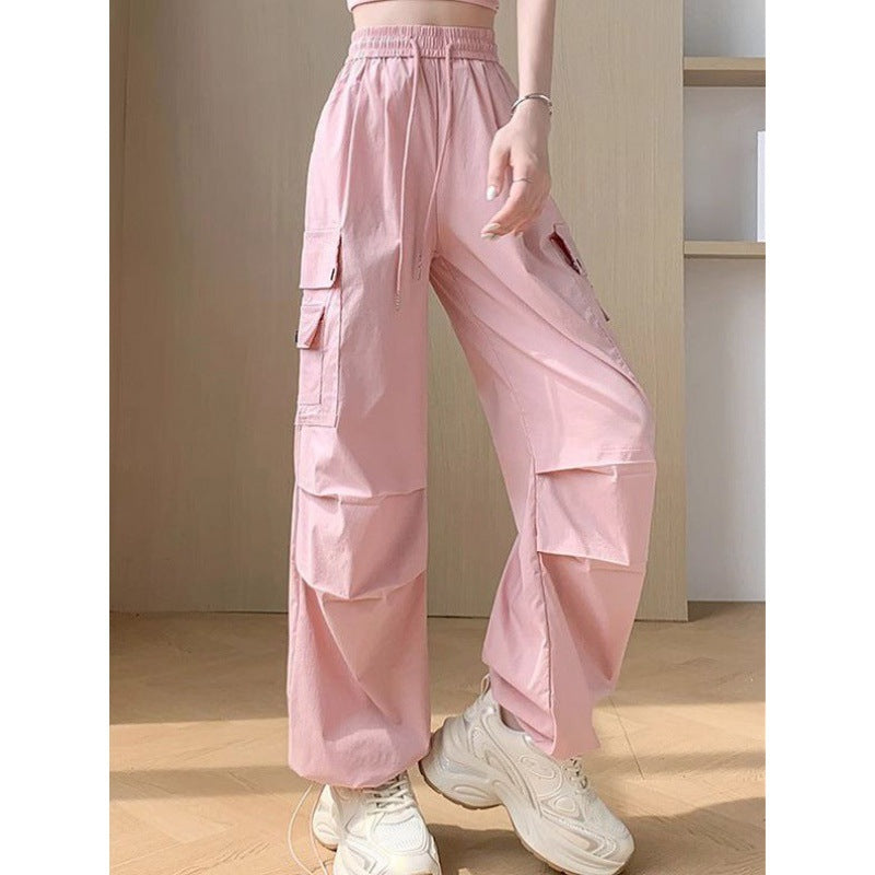 Free shipping  women's high waist new thin loose and thin can tie feet leisure sports pants