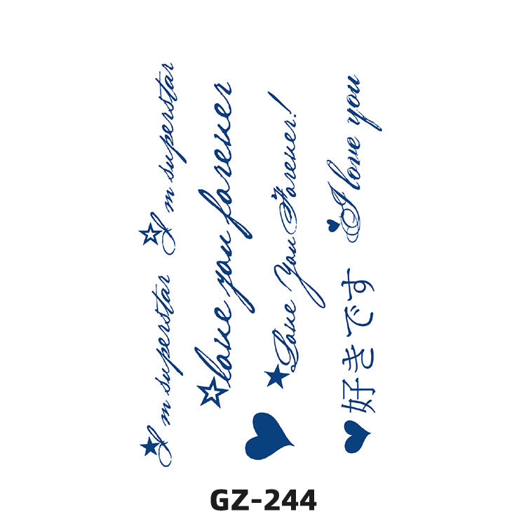 Free shipping Tattoo Exclusive for Cross-Border Herbal Tattoo Sticker Semi-Permanent English Letters Tattoo Sticker Anti-Sweat Tattoo