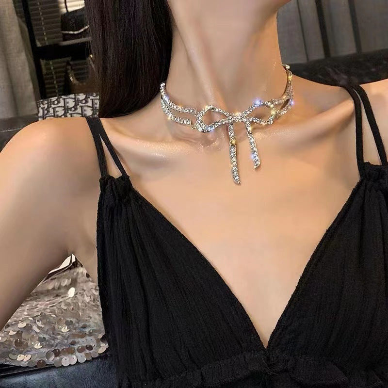 Diamond  jewelry Oval necklace Fashion high touch collarbone chain niche design high-cold-wind styl  necklaces