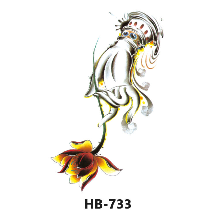 Free shipping Tattoo Wholesale Flower Arm Rose Half Sleeve Black and White Thigh Waterproof Fox Animal Dark Internet Celebrity Scar Covering Tattoo Sticker