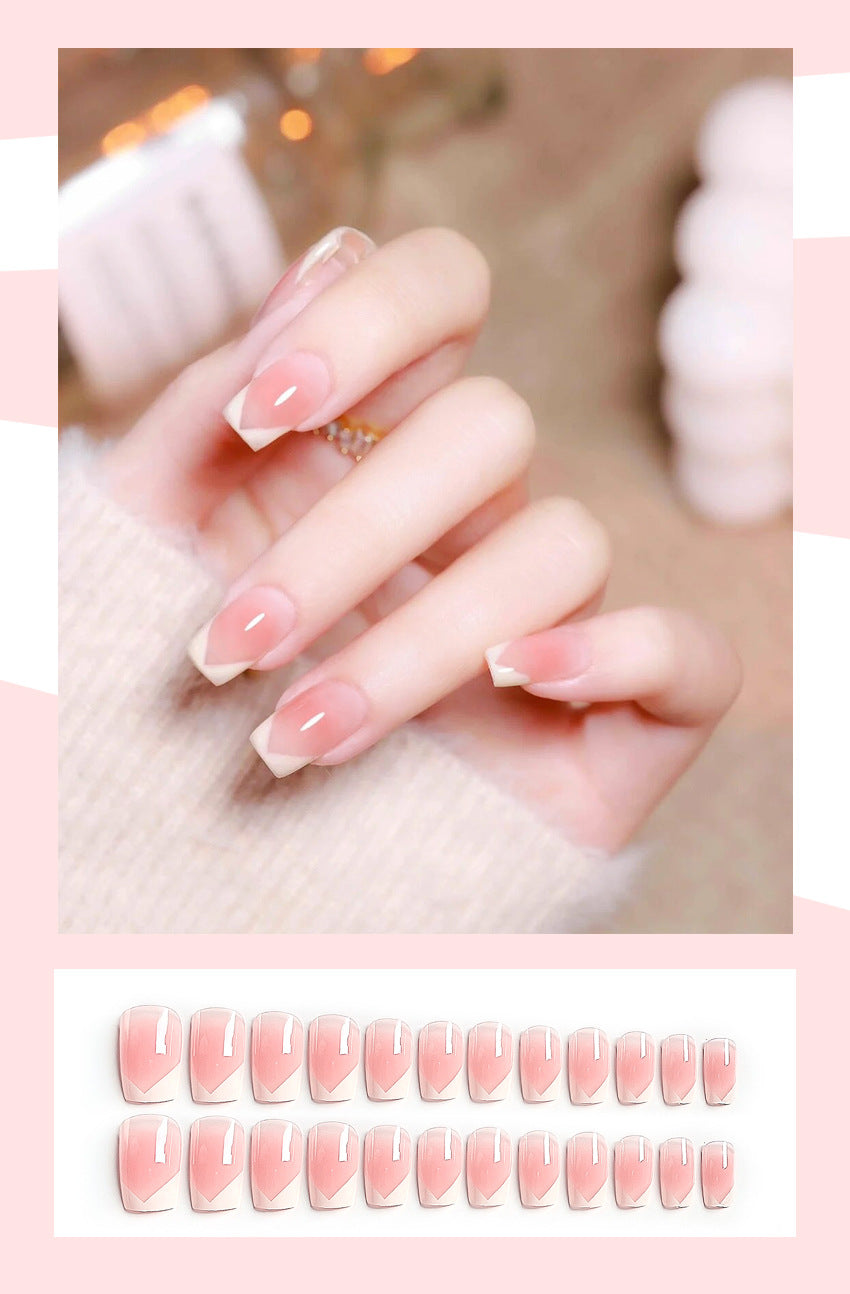 Fashion  nail Wearable Nail Sticker French Rouge Wear Nail Polish Nail Shaped Piece Removable Nail Patch Finished Product Y30