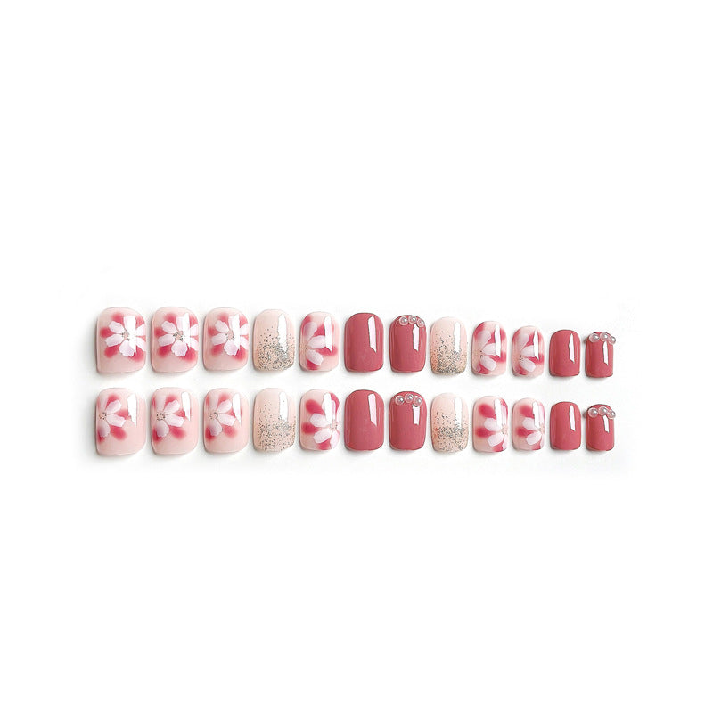 Fashion  nail Fake Nail Patch Flower Wear Armor Finished Product Nail Tip Nail Stickers Removable Nail Patch Removable Nail Stickers Y34