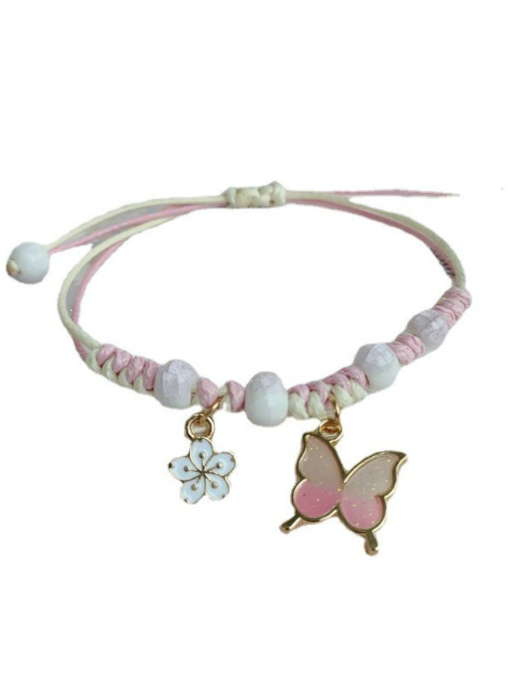 首饰手链Rinhoo Fashion Handmade Purple Butterfly Flower Bracelet For