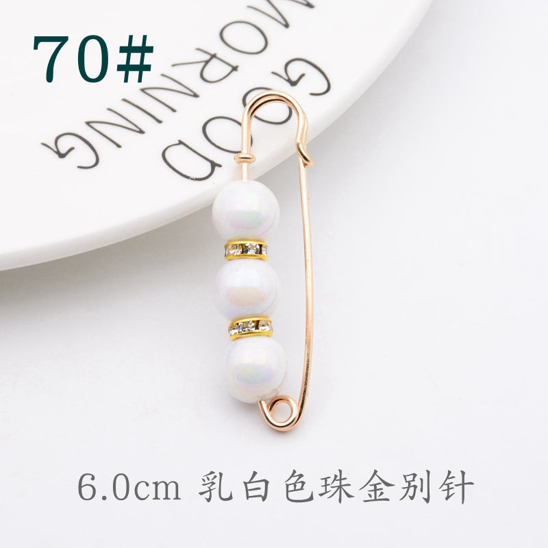 配饰胸针防走光珍珠胸针 女一字高档胸花别针蝴蝶插针丝巾扣 裙口收腰神器