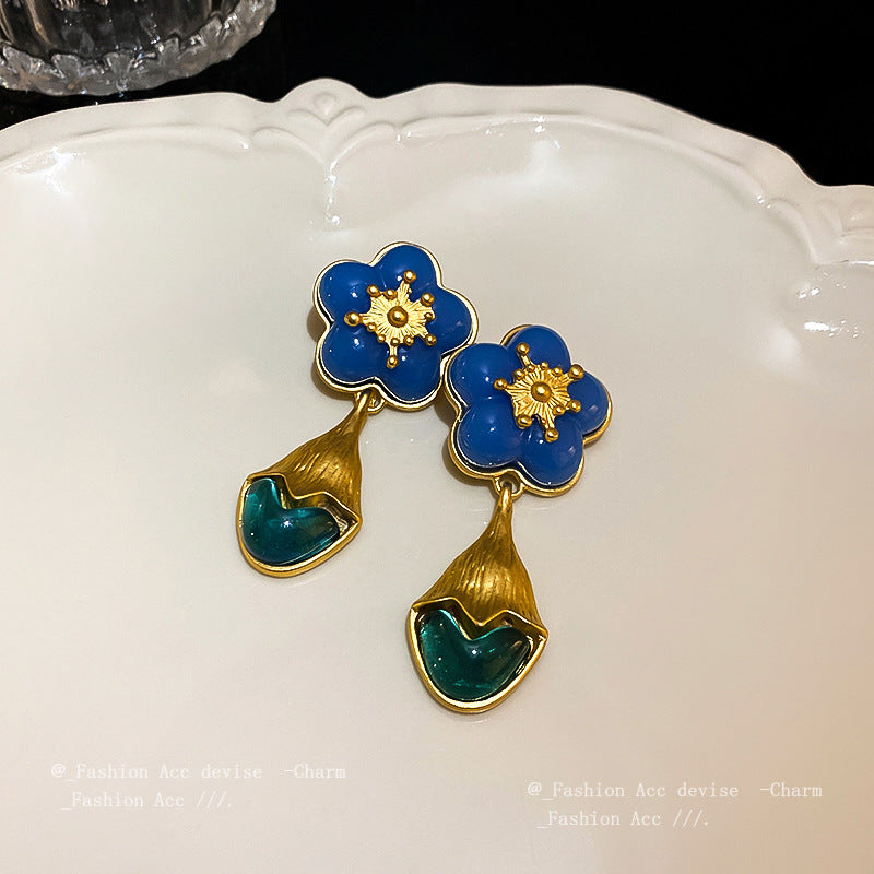 首饰耳环925银针中古珍珠爱心耳环宫廷风复古高级感耳钉个性气质耳饰批发