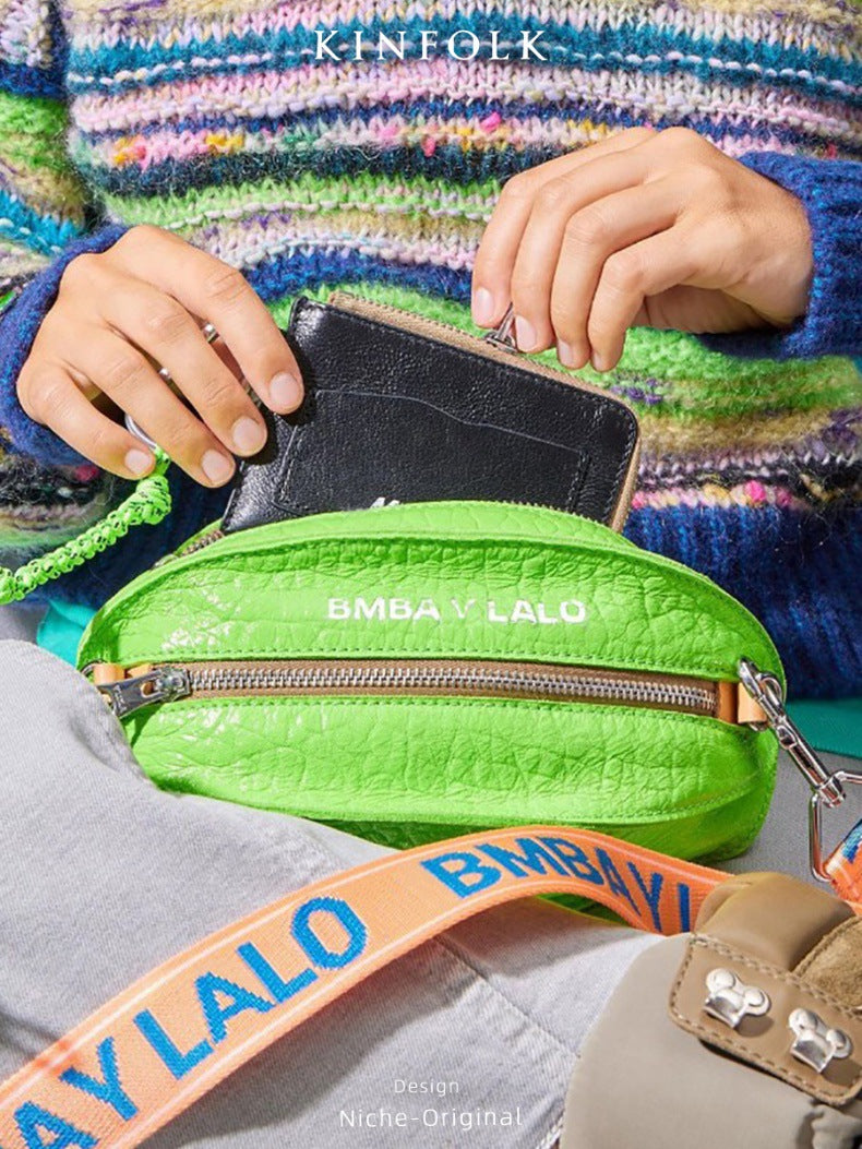 Dopamine Bag Free shipping Tattoo This year's popular bag 2023 trendy dopamine wear chest bag wide shoulder strap star fruit football shoulder messenger bag