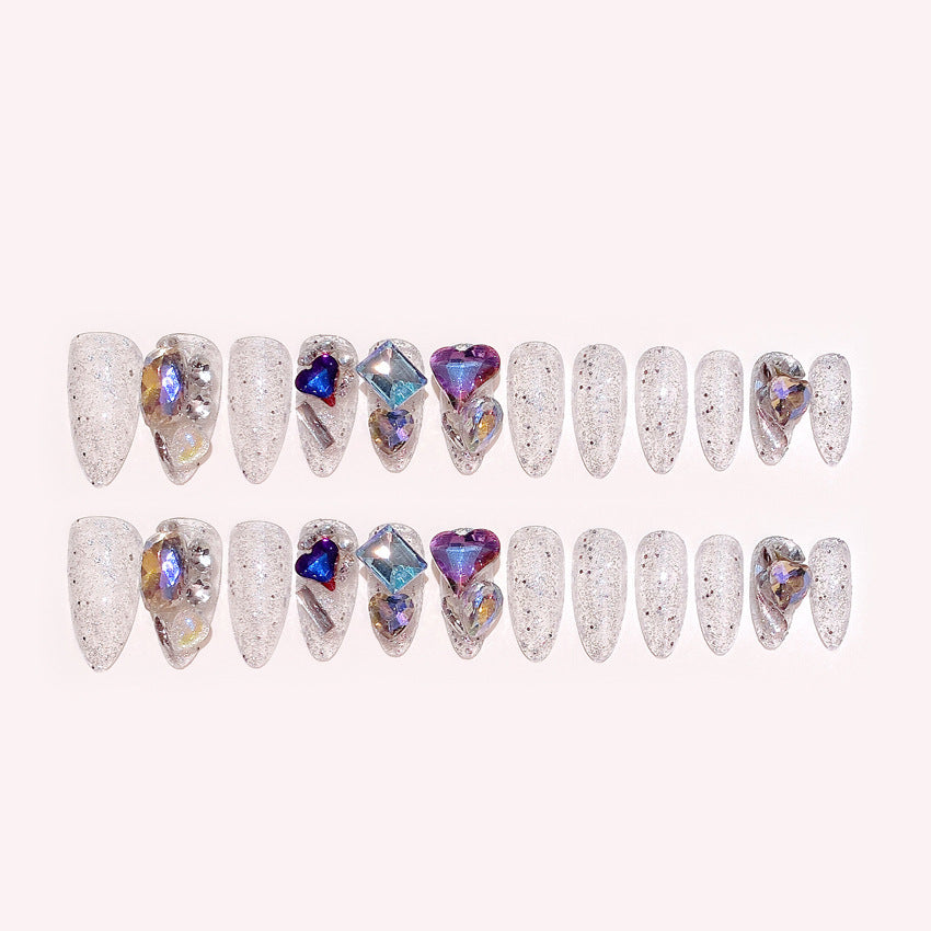 Fashion  nail Handmade Manicure Wear Nail Ins Advanced Pure Desire Wind Rhinestone Nail Patch Wear Nail Diamond Nail Stickers U11