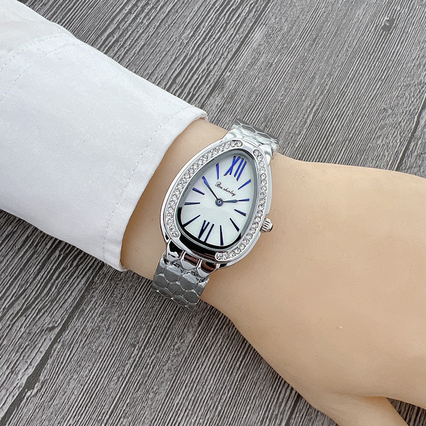Fashion women's watchIn Stock Wholesale Women's Watch Elegant Fashion Steel Watch Women's Light Luxury Minority Creative Snake-Shaped Full Diamond Quartz Watch