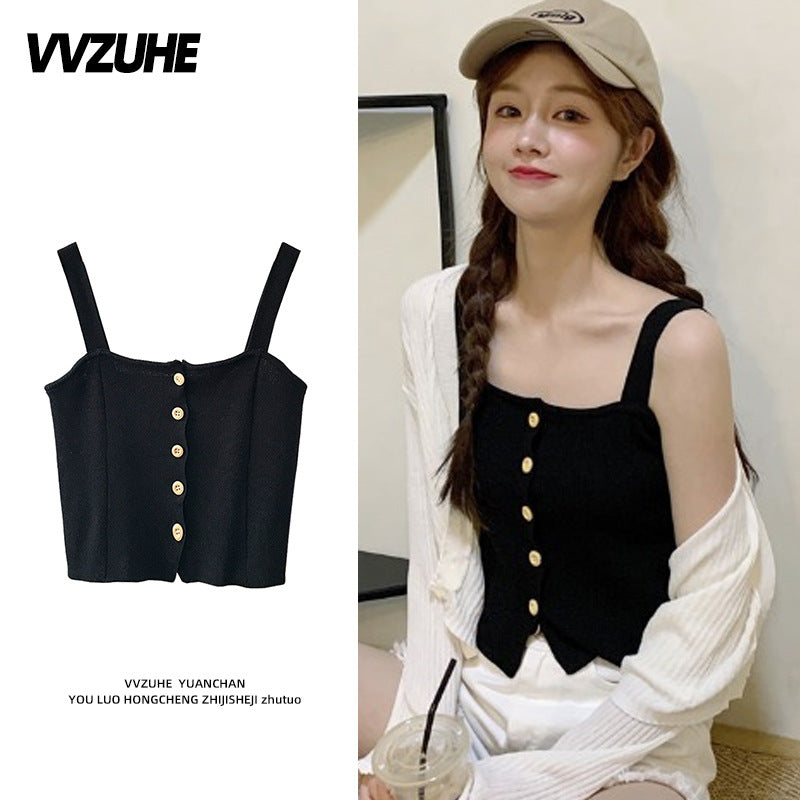 Dopamine tops Free shipping Tattoo Pink Dopamine Wear Seaside Small Suspender Female Sexy Neck Wear Vest Sweet Spicy Thai Top Spice Girl Summer