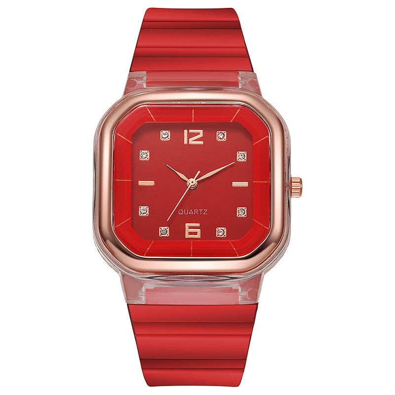 Fashion women's watchSpring and Summer Watch Women's Square Watch Student Children's Watch Silicone Diamond Fashion Wholesale Women's Watch