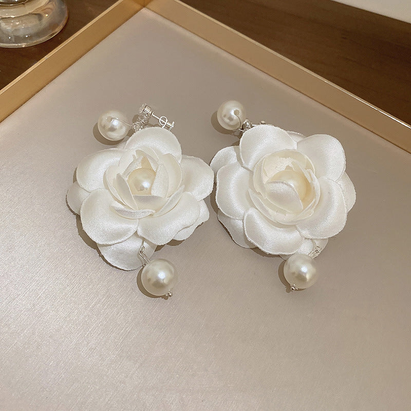 银针花朵珍珠流苏耳环时尚个性设计感耳钉小众优雅高级感耳饰批发