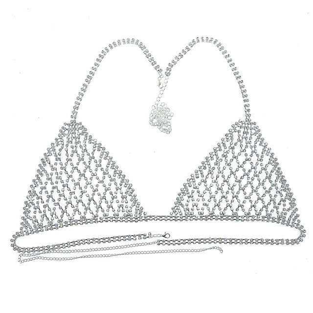 Fashion jewelry Europe and the United States cross-border explosions body chain exaggerated rhinestone bikini chest chain underwear sexy nightclub style body chain
