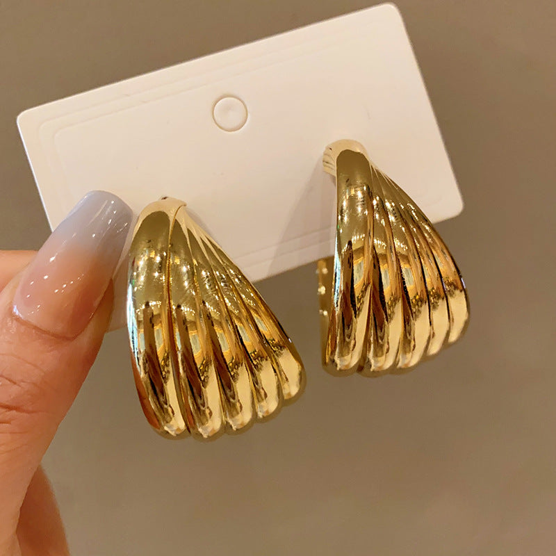 银针金属几何环形耳环欧美夸张气质耳钉个性简约高级感耳饰批发女